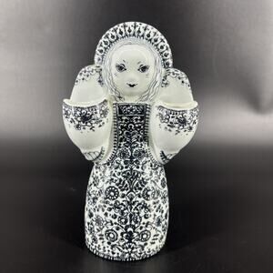 Vintage Danish Nymolle by Jacob E Bang Angel Candle Holder Black White Denmark